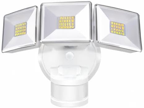 OREiN 4500LM/30W Flood Lights Outdoor, 180°/40FT Motion Sensor Outdoor Lights 3 Modes Dusk to Dawn IP65 Waterproof LED Security Light for 4500SQ.FT Area for Yard Garden, White (Hardwired)