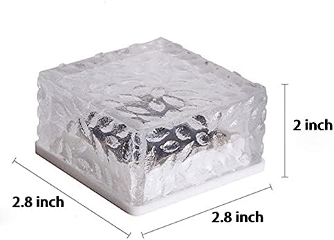 Solar Outdoor Ice Cube Lights for Garden Decoration, 2.8 ”x 2.8” Frosted Acrylic Brick Waterproof Solar Landscape Lights for Tabletop Garden Yard Patio Pathway Decor (Warm White) (1 Piece)