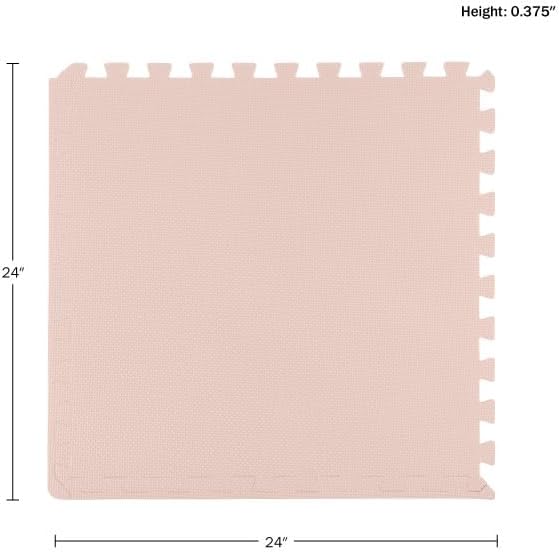 Foam Floor Tiles - 48sqft Soft Nontoxic Baby Play Mat - Interlocking Puzzle Mat for Baby, Kids Playroom, or Home Gym Flooring by Stalwart (Light Pink)
