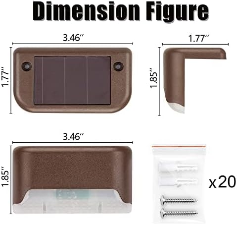 SOLPEX 20 Pack Solar Deck Lights Outdoor, Waterproof Led Lights for Outdoor Stairs, Step, Fence, Yard, Patio, and Pathway(Warm White)