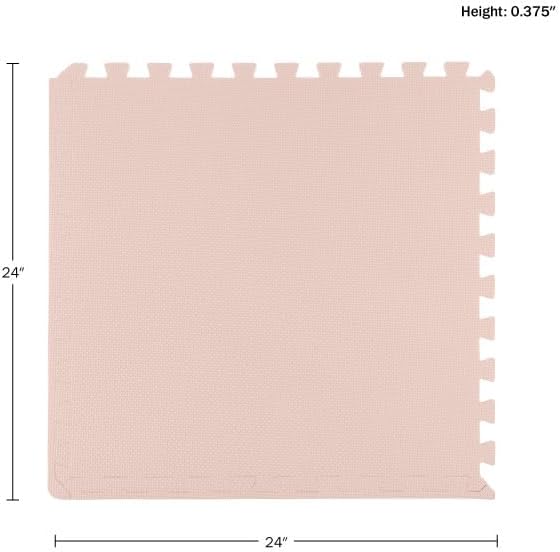 Foam Floor Tiles - 96sqft Soft Nontoxic Baby Play Mat - Interlocking Puzzle Mat for Baby, Kids Playroom, or Home Gym Flooring by Stalwart (Light Pink)