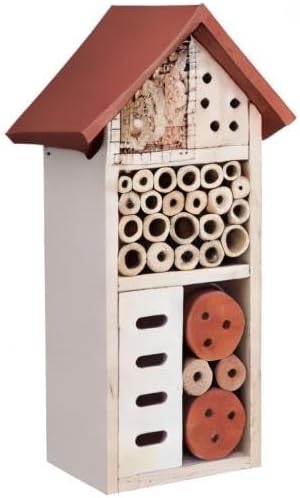 Lulu Home Wooden Insect House, Hanging Insect Hotel for Bee, Butterfly, Ladybirds, Beneficial Insect Habitat, Bug Hotel Garden, 10.4 X 3.4 X 5.4 Inch