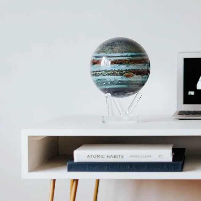 MOVA Jupiter Globe 4.5” – Solar-Powered Rotating Planet Display for Desk or Shelf | No Batteries or Wires | Floating-Style Space Decor