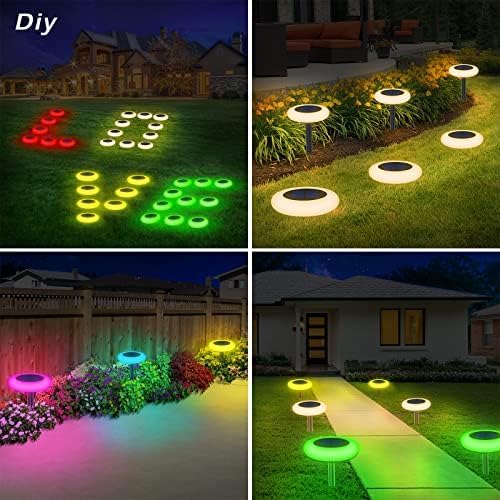 Intelamp Colorful Solar Lights for Outside Garden and Backyard Decor - Color Changing Pathway Lights for Yard, 2 Pack