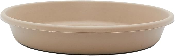 The HC Companies 8 Inch Round Plastic Classic Plant Saucer - Indoor Outdoor Plant Trays for Pots - 8.5"x8.5"x1.5" Sandstone
