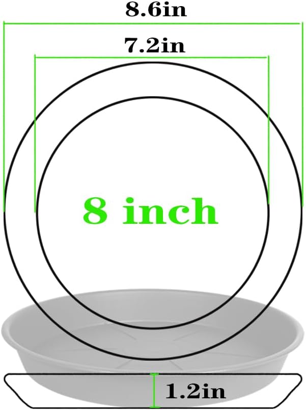 6 Pack of Plant Saucer Tray 7 8 inch, Heavy Duty Plastic Pot Plant Drip Trays Saucers for for Indoors Outdoor, Plant Water Tray for Planters 7-9" (8", Beige)