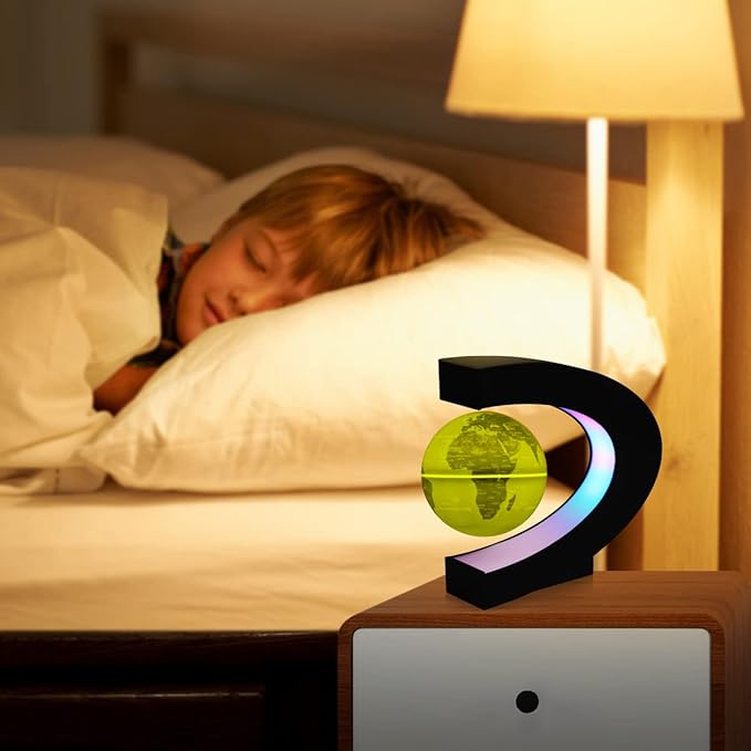 Levitating Globe with LED Lights, Multi-Color Changing Magnetic Levitation Globe Rotating Floating World Map Globe Lamp Office Home Desk Decoration Gadget for Friend Birthday Gifts