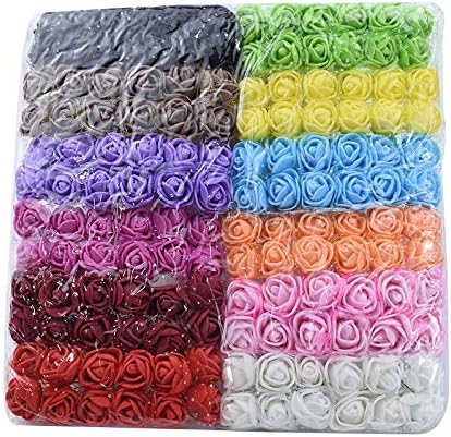 144pcs Mini Fake Rose Flower Heads Mini Artificial Roses DIY Wedding Flowers Accessories Bridal Hair Clips Headbands Dress Valentine's Day Decoration (Red)