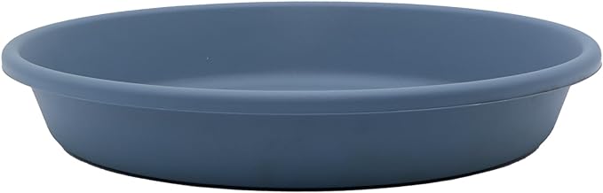 The HC Companies 8 Inch Round Plastic Classic Plant Saucer - Indoor Outdoor Plant Trays for Pots - 8.5"x8.5"x1.5" Slate Blue
