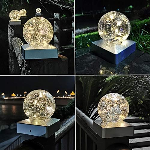 Solar Post Lights - Outdoor Post Cap Light for Fence Deck or Patio Garden Decoration Solar Powered Caps, LED Lighting, Lamp Fits 4x4 in - Warm White 4 Pack