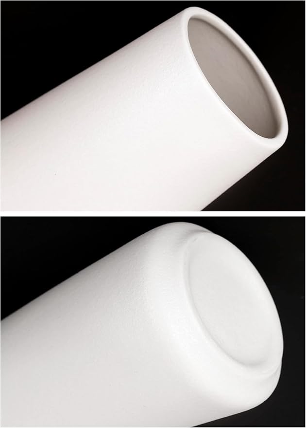 Simple Vase for Flowers Plants, Matte Vases for Modern Table Shelf Home Decor Wedding Boho Decor, 6" H Frosted Elegant Ceramic Vase for Pampas Grass Fluffy Stem Bouquet Lavender Flowers (White, 1)