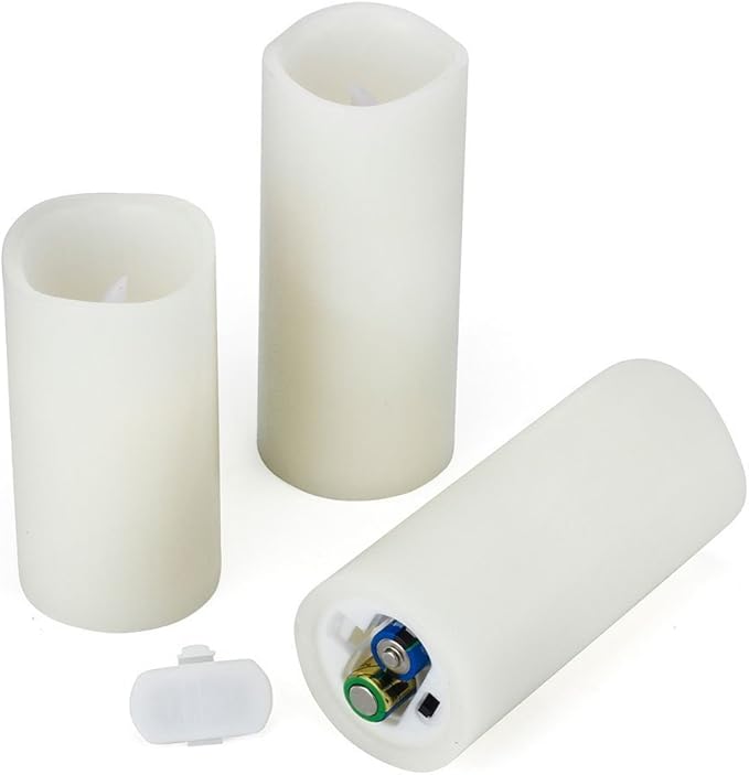 Flameless Flickering Battery Operated Candles 4" 5" 6" 7" 8" 9" Set of 9 Ivory Real Wax Pillar LED Candles with 10-Key Remote and Cycling 24 Hours Timer (Ivory)