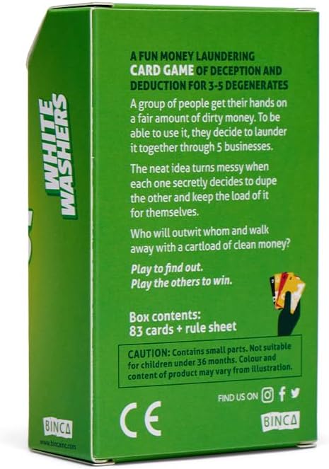 Card Game - White Washers, Bluffing & Strategy Game for All Ages, Fun Family & Party Game for Teens & Adults, Perfect for Ages 12, 13, 14 & Up (3-5 Players)