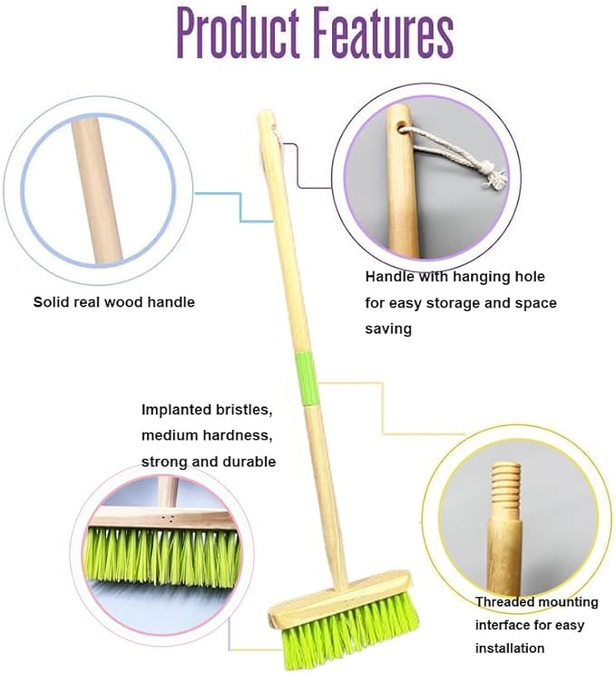 Kids Broom-Wooden Handle Small Broom for Kids Housekeeping Cleaning