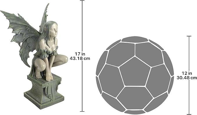 Design Toscano Celtic Fairy's Perilous Perch Outdoor Garden Statue, Large, 19 Inch, Polyresin, Two Tone Stone