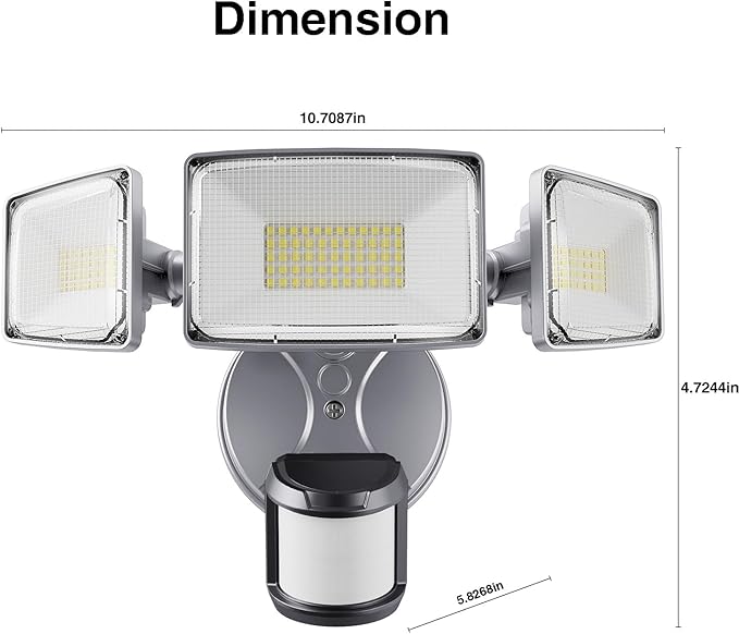 Onforu 75W LED Motion Sensor Outdoor Lights, Dusk to Dawn Flood Light Outdoor Motion Sensor, Hardwired Security Light Floodlights Outside 7500LM 6500K Daylight IP65 Waterproof (Gray)