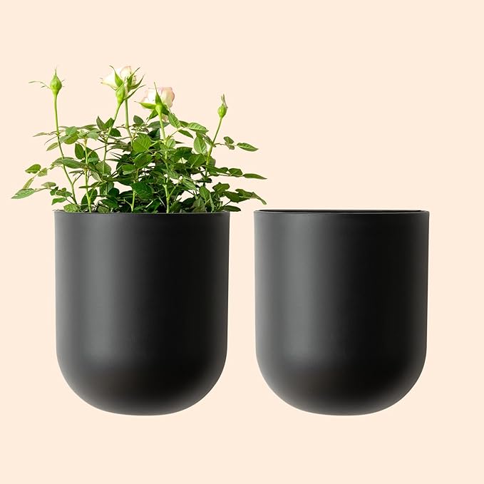 LA JOLIE MUSE Wall Hanging Planters for Indoor Plants,Hanging Flower Pots for Air Plants Succulent, Set of 2, 6 Inch, Black