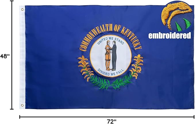TOPFLAGS Kentucky State Flag 4x6 Outdoor KY Flags Embroidered Longest Lasting Heavy Duty Polyester Stronger Brass Grommets 4 Stitched Hemming Perfect for Outside