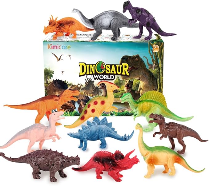 Kids Dinosaur Figures Toys, 12 Pcs Jumbo Plastic Dinosaur Toys for Kids 3-5, STEM Educational Realistic Dinosaurs Figurine Playset for Boys Girls Toddlers