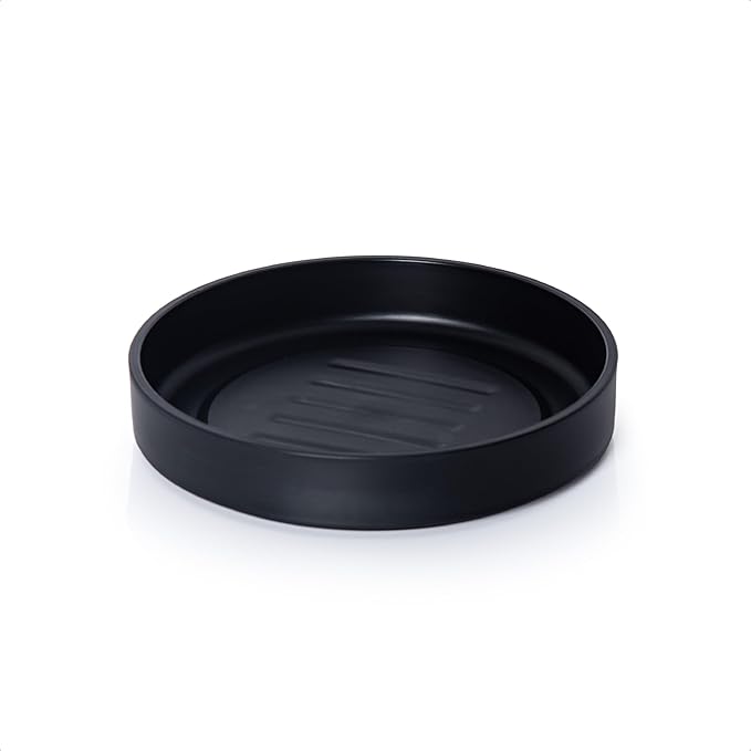 Phoenix Vine 8 Inch Plastic Plant Saucer Water Drip Tray, Heavy Sturdy Round Plant Drainage Tray for Indoors Outdoor, Matte Black, 21-TY-8B-1