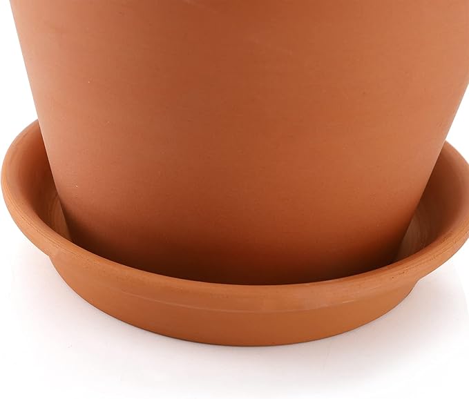 Suwimut 4 Pack Terracotta Plant Pots with Saucer, Large 6 Inch Terra Cotta Plant Pot with Drainage Hole, Clay Flower Pot with Tray for Indoor Outdoor Plant, Crafts Terra Cotta Planter