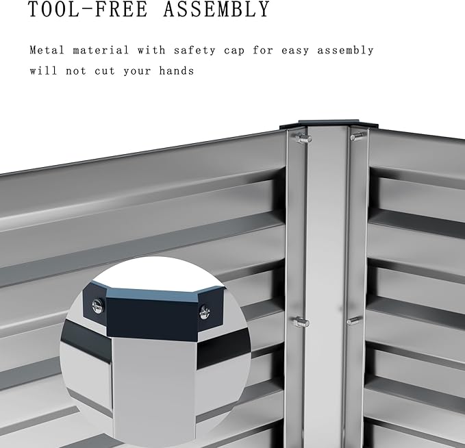 2 Pcs 8×2×1FT Galvanized Raised Garden Bed,Metal Planting Box for Outdoor Vegetable, Herb,Planter Gardening (Silver)