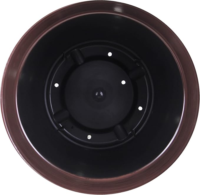 Garden Elements Indoor/Outdoor Glazed Brushed Happy Plastic Planter, Large, Dark Brown, 15" (Pack of 2)