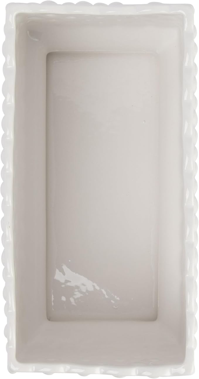 Creative Co-Op White Hobnail Rectangle Ceramic Planter