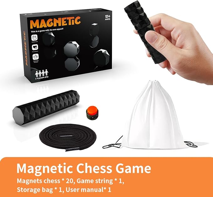 2025 New Magnetic Chess Game Set with 20 Stones & Rope – Portable Multiplayer Magnet Board Game, Fun Strategy Puzzle for Kids & Adults, Family Party Travel Cluster Game, Ideal Gift for All Ages