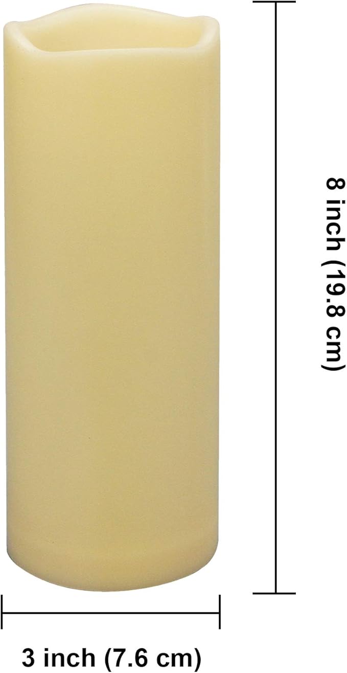 iZAN 2 PCS Outdoor Flameless LED Pillar Candle with Remote & Timer - Long Lasting Waterproof Flickering Battery Operated Electric Candle for Christmas Lantern Party Wedding Decoration 3"x8"