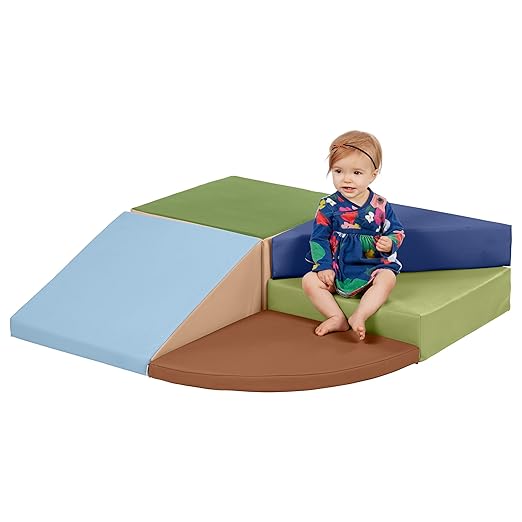 ECR4Kids SoftZone Tiny Twisting Climber, Beginner Playset, Earthtone, 5-Piece