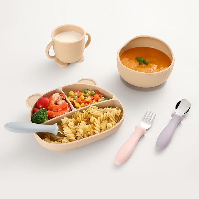 6 PCS Toddler Utensils Kids Silverware Set with Silicone Handle Children Food Grade 18/8 Stainless Steel Toddler Forks and Spoons Safe Anti-Choke Design Mirror Polished Sturdy Durable Dishwasher Safe