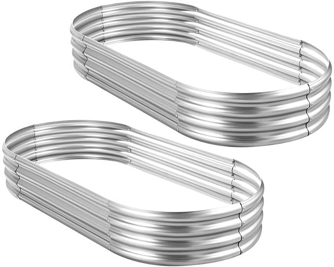 Land Guard 2Pcs Galvanized Steel Raised Garden Bed,8×4×1 ft Large Metal Raised Planter Beds, Aluminum Raised Garden Bed for Vegetables.…