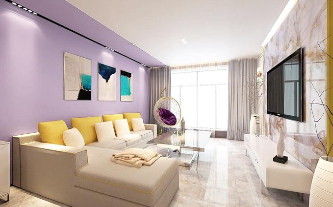 Dimoon 236''x17.7'' Purple Peel and Stick Wallpaper Contact Paper Modern Self Adhesive Wall Paper Removable Renter Friendly Textured Solid Color Shelf Cabinet Vinyl Roll (236''x17.7'',Purple)