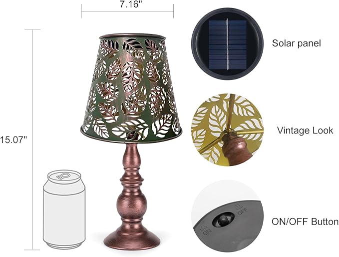 Pearlstar Solar Table Lamps - Leaf Garden Waterproof Cordless Solar Table Lamps for Patio Garden Pathway Yard