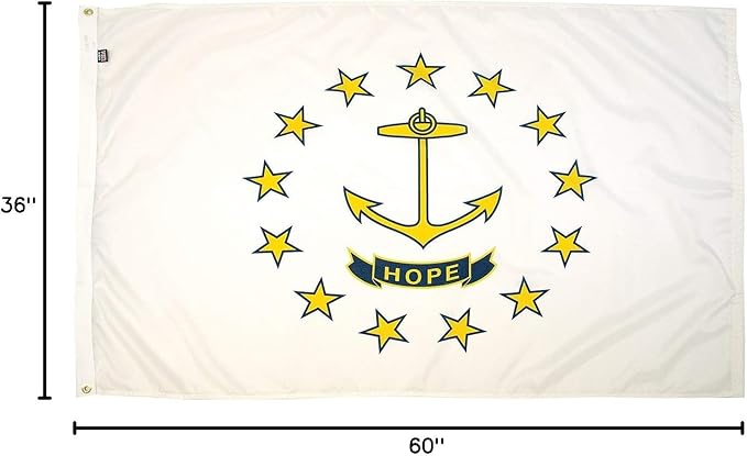 FlagSource Rhode Island Nylon State Flag, Made in the USA, 3x5'
