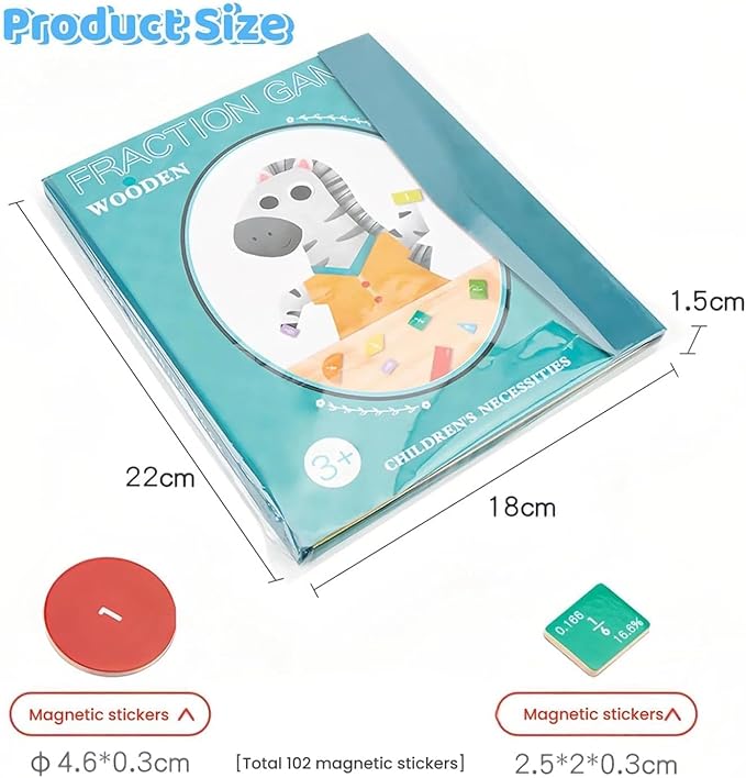 2026 New Magnetic Fraction Demonstration Book, Magnetic Fraction Book for Kids, Educational Puzzle Math Fraction Manipulatives for Child, Math Manipulatives Set with Fraction Tiles & Magnets
