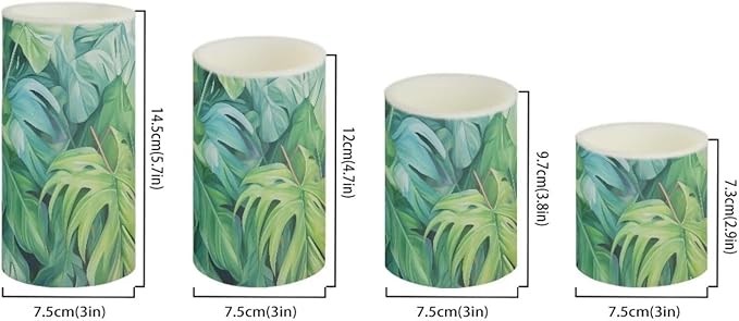 Flameless Light Candles Battery Operated Candles with Color Changing Timer Remote Control Fake Pillar Candles Tealights Home Indoor Desktop Decorations, Green Monstera Leaf