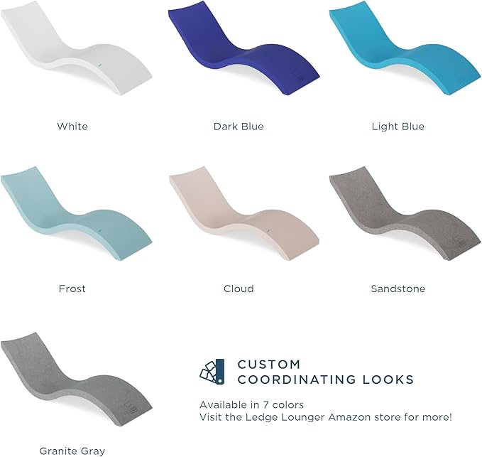 Ledge Lounger - Signature Chaise - Inside Pool & Sun Shelf Lounge Chair - Designed for Shallow Shelves Up to 9” - Compatible with All Pool Types - Poolside & Sun Deck Tanning - Set of 2 - Sandstone