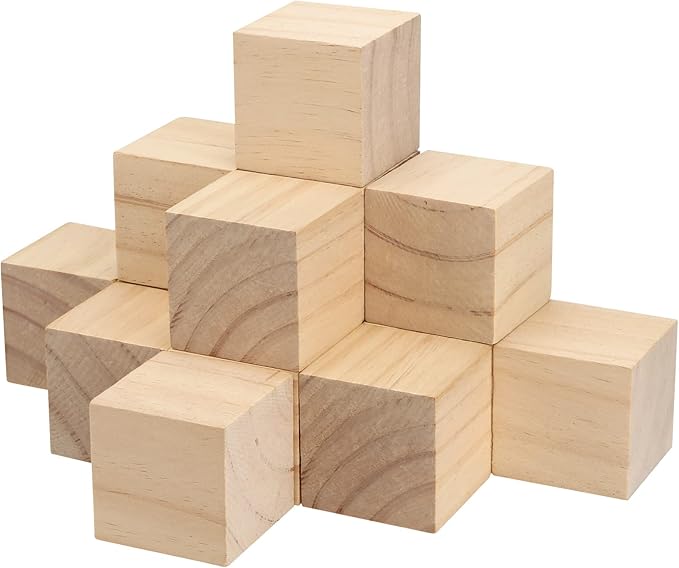 60 PCS 2 x 2 x 2 Inch Unfinished Wood Blocks, Natural Solid Square Wood Blocks Wooden Cubes for Craft Carving Painting Decoration