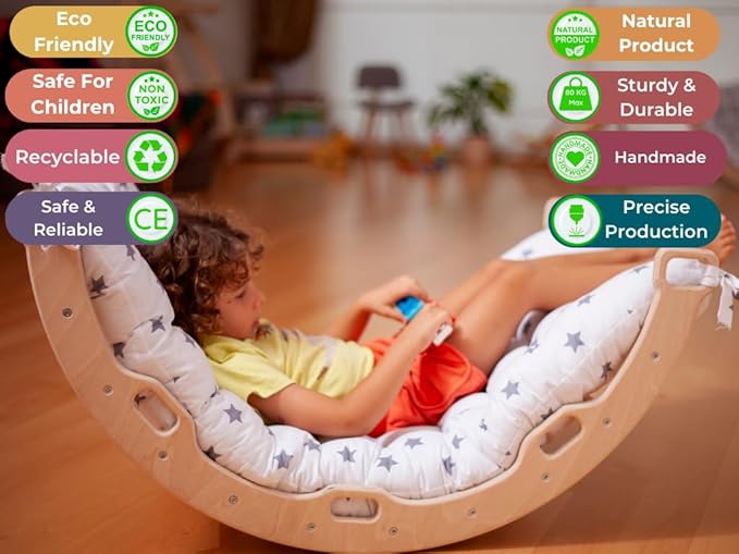 Climbing Arch Cushion Only | Cushion for Toddler Climbing Arch | Montessori Rocker | Toddler Floor Pillow for Kids (Small Star)