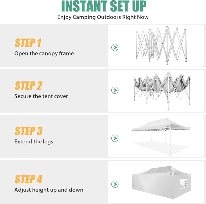 COBIZI 13x26 Pop Up Tent 13x26 Canopy with Sidewalls Heavy Duty Canopy Party Tent for Parties, Outdoor Wedding Large Event Tent Wind Waterproof UPF 50+ Ez Up in Garden Lawn with Roller Bag, White