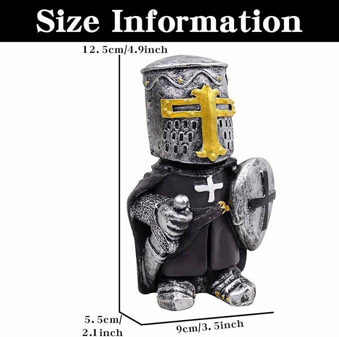 nezababy 8 pcs Knight Gnomes Guard Garden Statue Decoration Medieval Wee Crusader Battle Swordsman Fighting Outdoor Figurines Lawn Decor Resin (G)