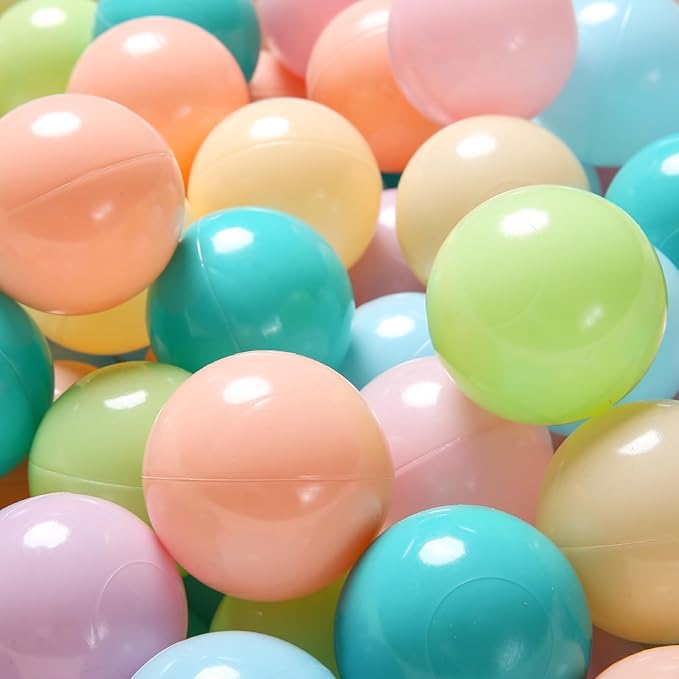GOGOSO Ball Pit Balls for Toddlers Phthalate-Free BPA-Free Non-Toxic Crush Proof Soft Plastic Play Balls Baby Kids Shape Tent Pool Playhouse Playpen Party Decor,Green Blue Pink Purple Beige,100PCS