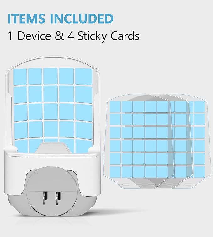 Flying Insect Trap for Indoors, Bug Killer Light Trap for Fruit Flies, Gnats, Moths, and Houseflies, 1 Device + 4 Refills, Best Fly Traps for Home, Kitchen, Bedroom, Plant Area, Garages