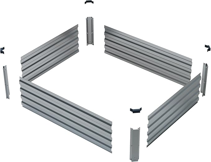 2 Pcs 4×3×1FT Galvanized Raised Garden Bed,Metal Planting Box for Outdoor Vegetable, Herb,Planter Gardening (Silver)