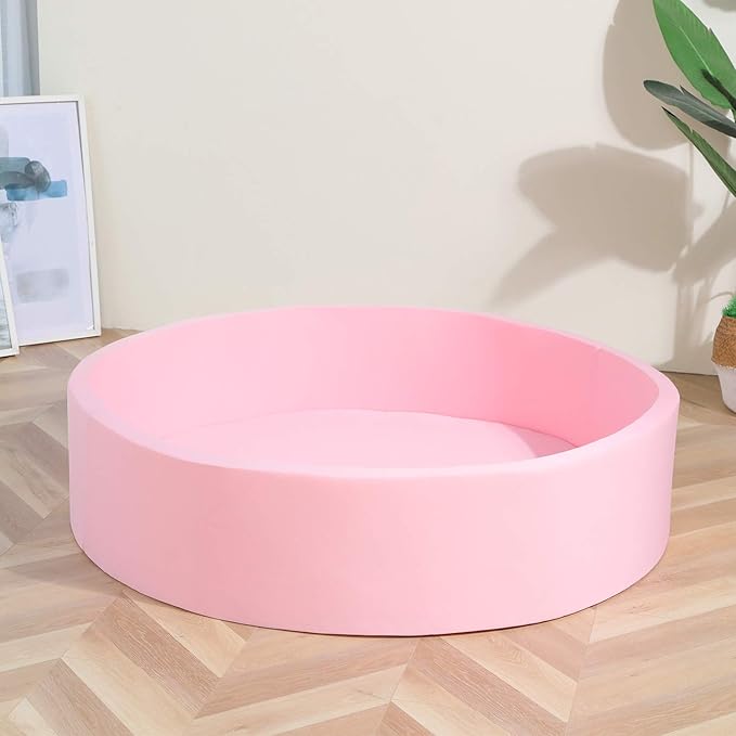 TRENDBOX Extra Large Soft Foam Ball Pit 51.2" x 11.8" (NO Balls) in Large Sponge Round Ball Pool Indoor Round Children Toddler Playpen - Light Pink