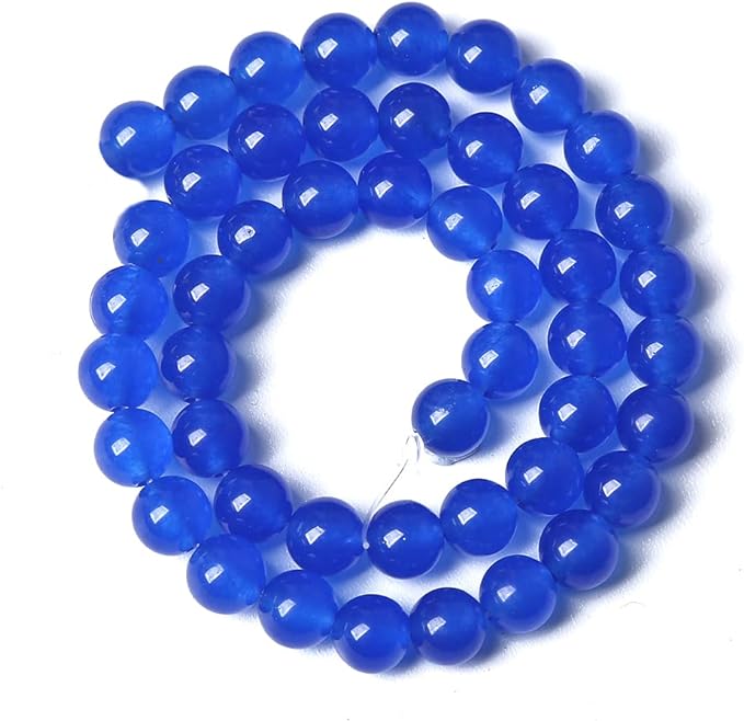 6MM 60PCS Deep Blue Chalcedony Natural Stone Loose Beads for Jewelry Making DIY Bracelet