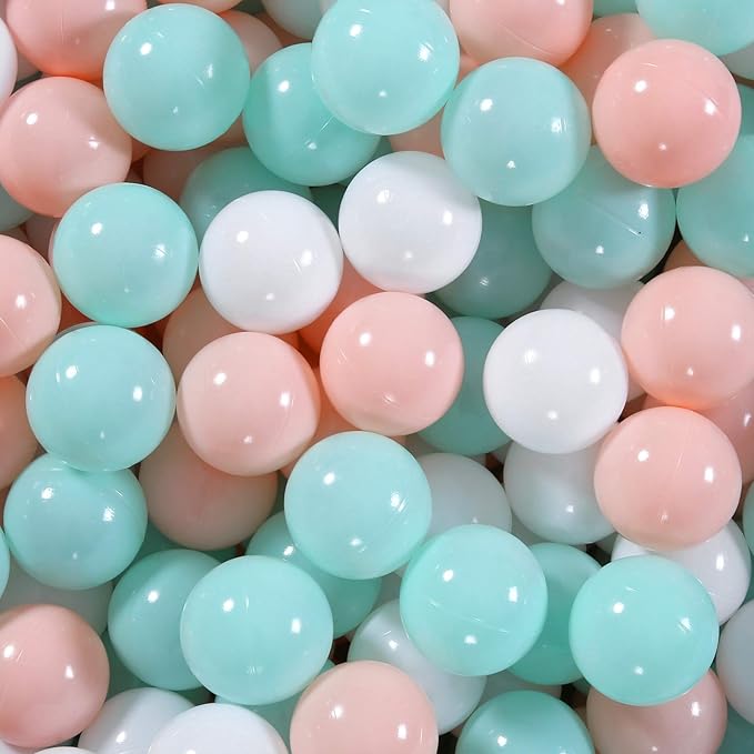 GOGOSO Ball Pit Balls Stars Moon Shapes Plastic Pitballs for Toddler Play Tent Baby Photo Props Kids Pool Water Toys Kiddie Pool Party Decor, Cream Blue+Yellow+Green+White,100PCS