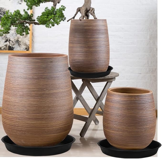 2 Pack of Plant Saucer Tray 17 inch, Heavy Duty Plastic Pot Plant Drip Trays Saucers for for Indoors Outdoor, Plant Water Tray for Planters 15-17" (17", Black)